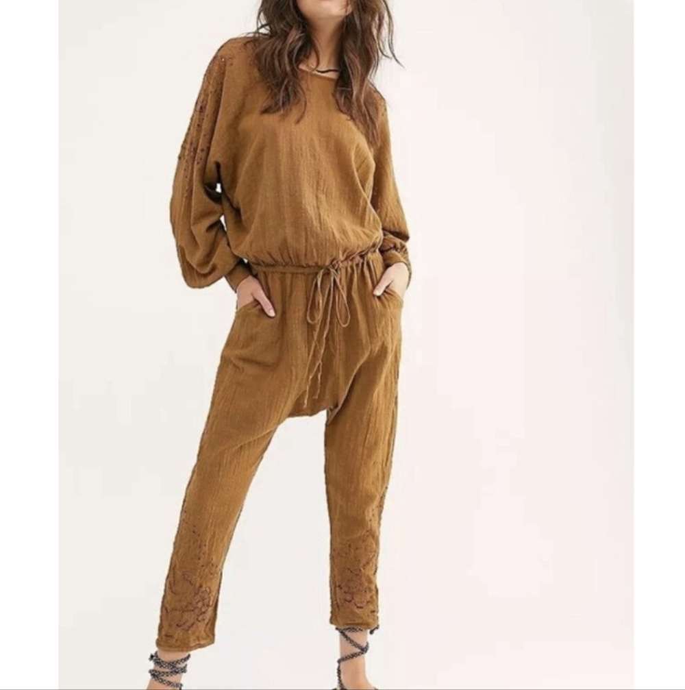 Free People X One Teaspoon Society Muslin Jumpsuit with Embroidered  SZ.XL NWT